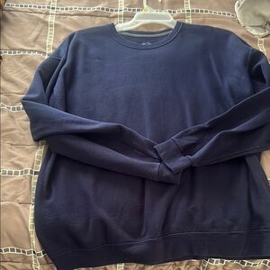 Fruit of the Loom Blue Crewneck Sweater with Ribbed Accents